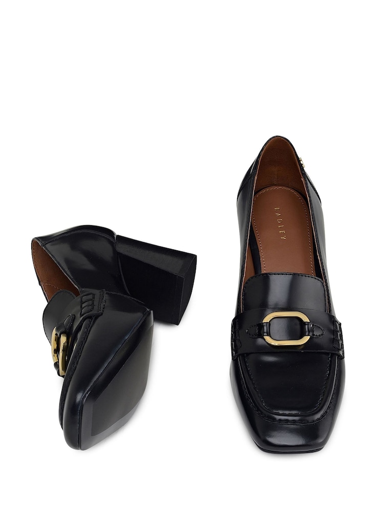 Radley Stockton Mews Trim Heeled Black Loafers - Image 2 of 3 Radley Stockton Mews Trim Heeled Black Loafers - Image 2 of 3