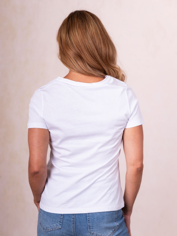 Lakeland Clothing Milly Placement Printed White T-Shirt - Image 2 of 4 Lakeland Clothing Milly Placement Printed White T-Shirt - Image 2 of 4