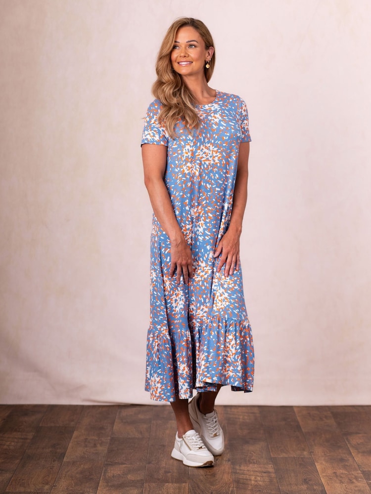 Lakeland Clothing Blue Romilly Short Sleeve Midi Dress - Imagem 1 de 5