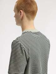 Fred Perry Green Fine Stripe Heavy Weight T-Shirt - Image 5 of 7
