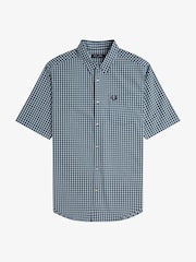Fred Perry Blue Gingham Short Sleeve Shirt - Image 7 of 7