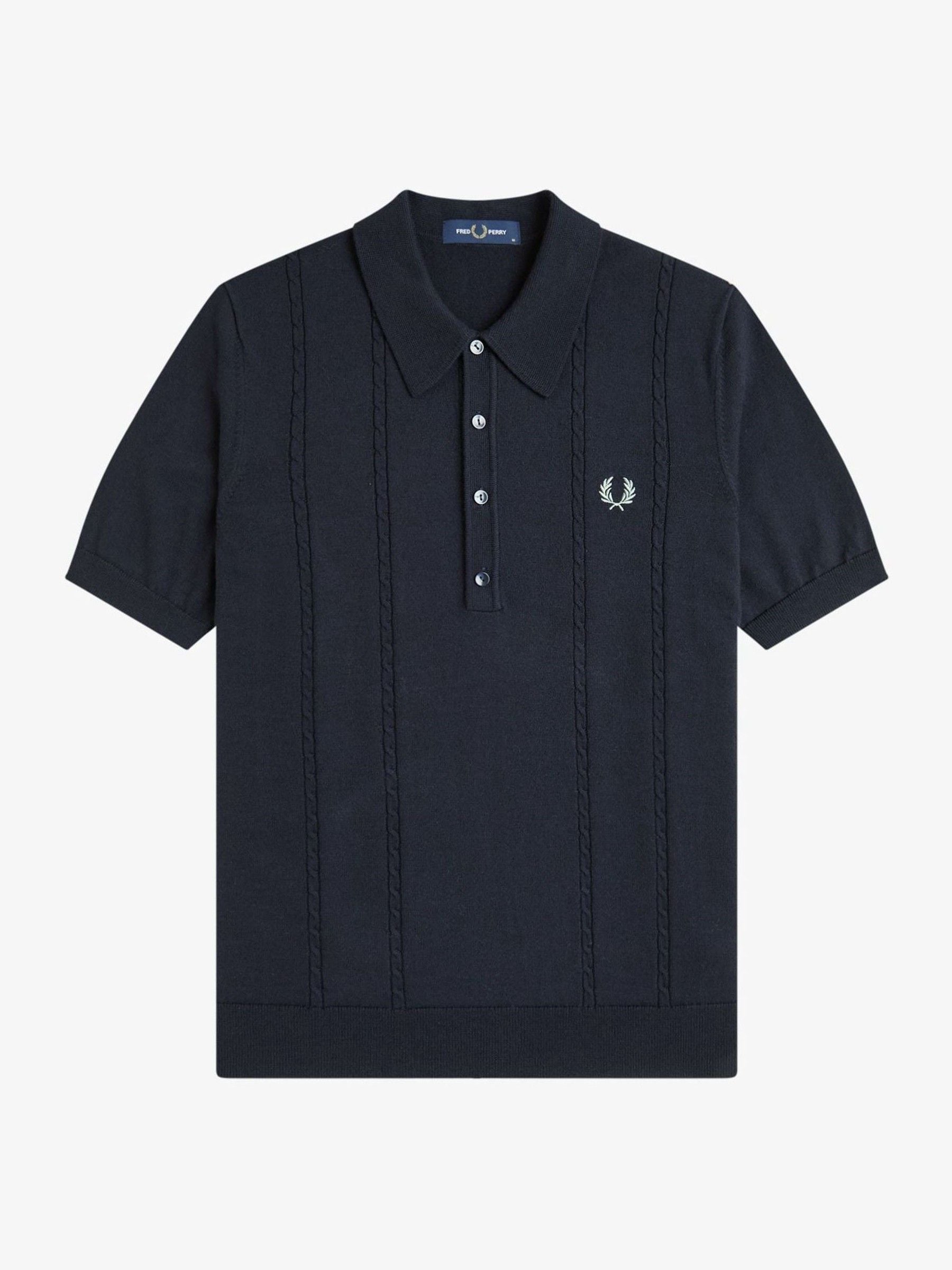 Buy Fred Perry Blue Cable Knitted Polo Shirt from Next USA
