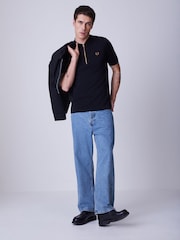 Fred Perry Black Pique Stripe Polo Shirt - Image 2 of 4