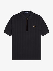 Fred Perry Black Pique Stripe Polo Shirt - Image 4 of 4