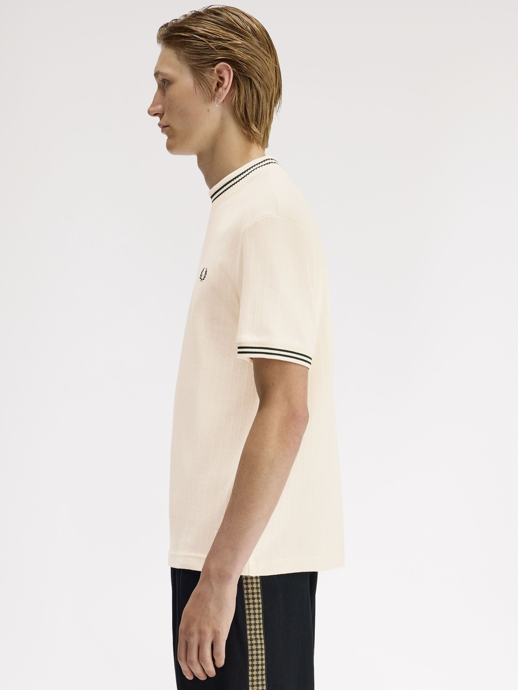 Buy Fred Perry Cream Ribbed Knitted T-Shirt from the Next UK