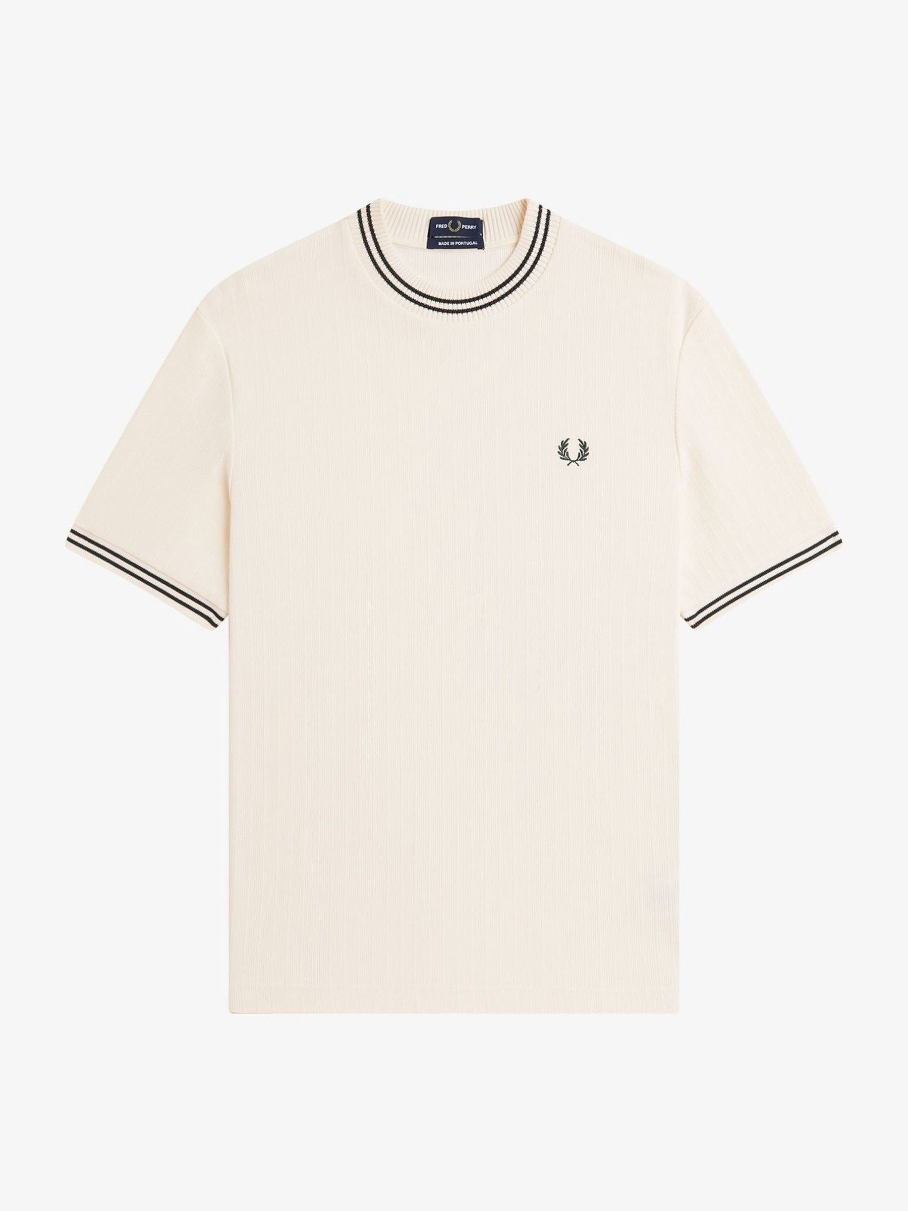 【タグ付き新品】Ribbed Knitted Shirt FRED PERRY Buy Fred Perry Cream Ribbed Knitted T-Shirt from Next USA