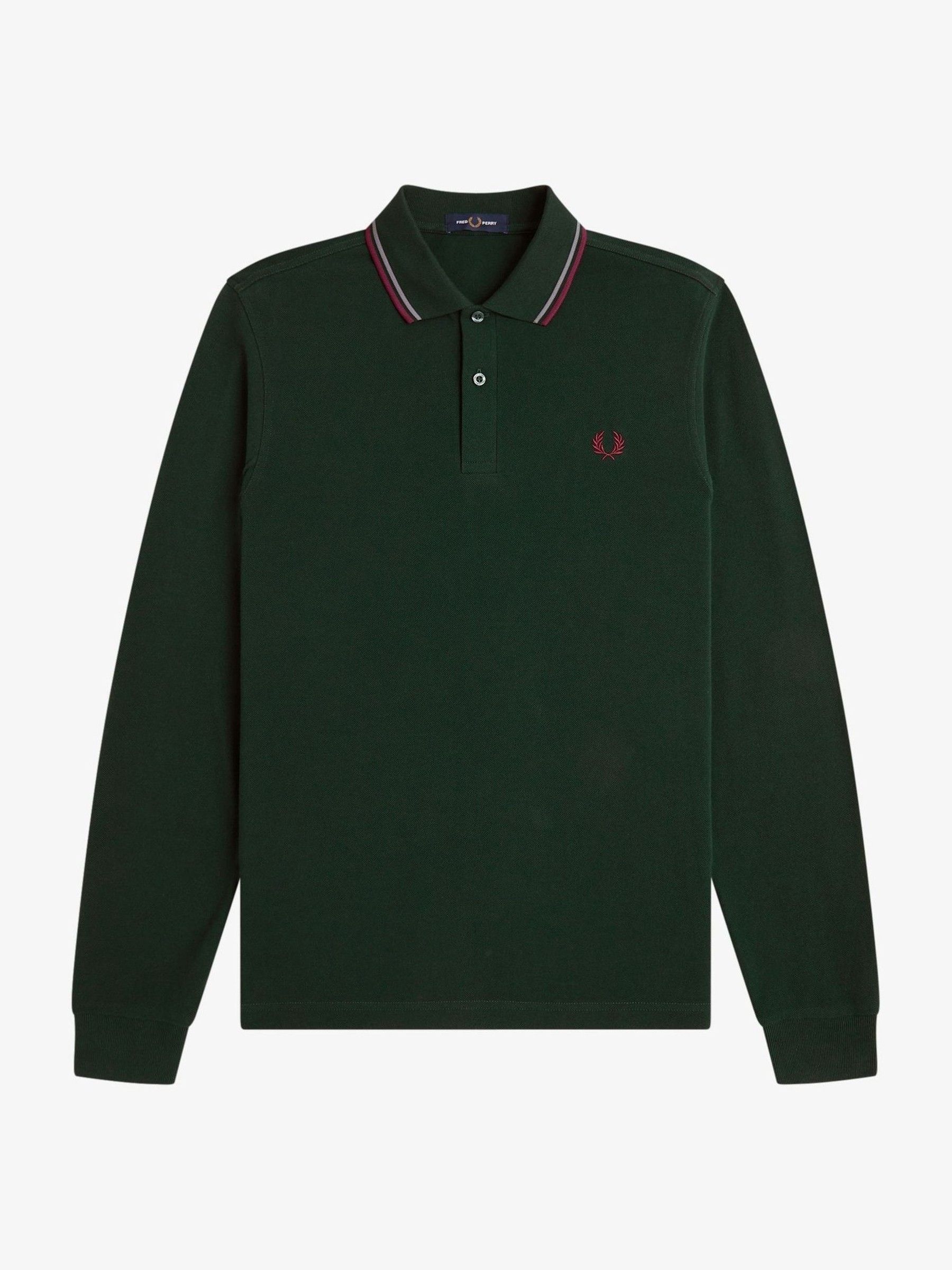 Buy Fred Perry Forest Green Long Sleeve Twin Tipped Polo Shirt