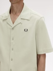 Fred Perry Green Mesh Revere Collar Shirt - Image 3 of 5