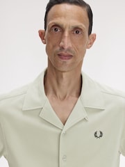 Fred Perry Green Mesh Revere Collar Shirt - Image 4 of 5
