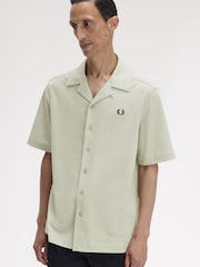 Fred Perry Green Mesh Revere Collar Shirt - Image 5 of 5