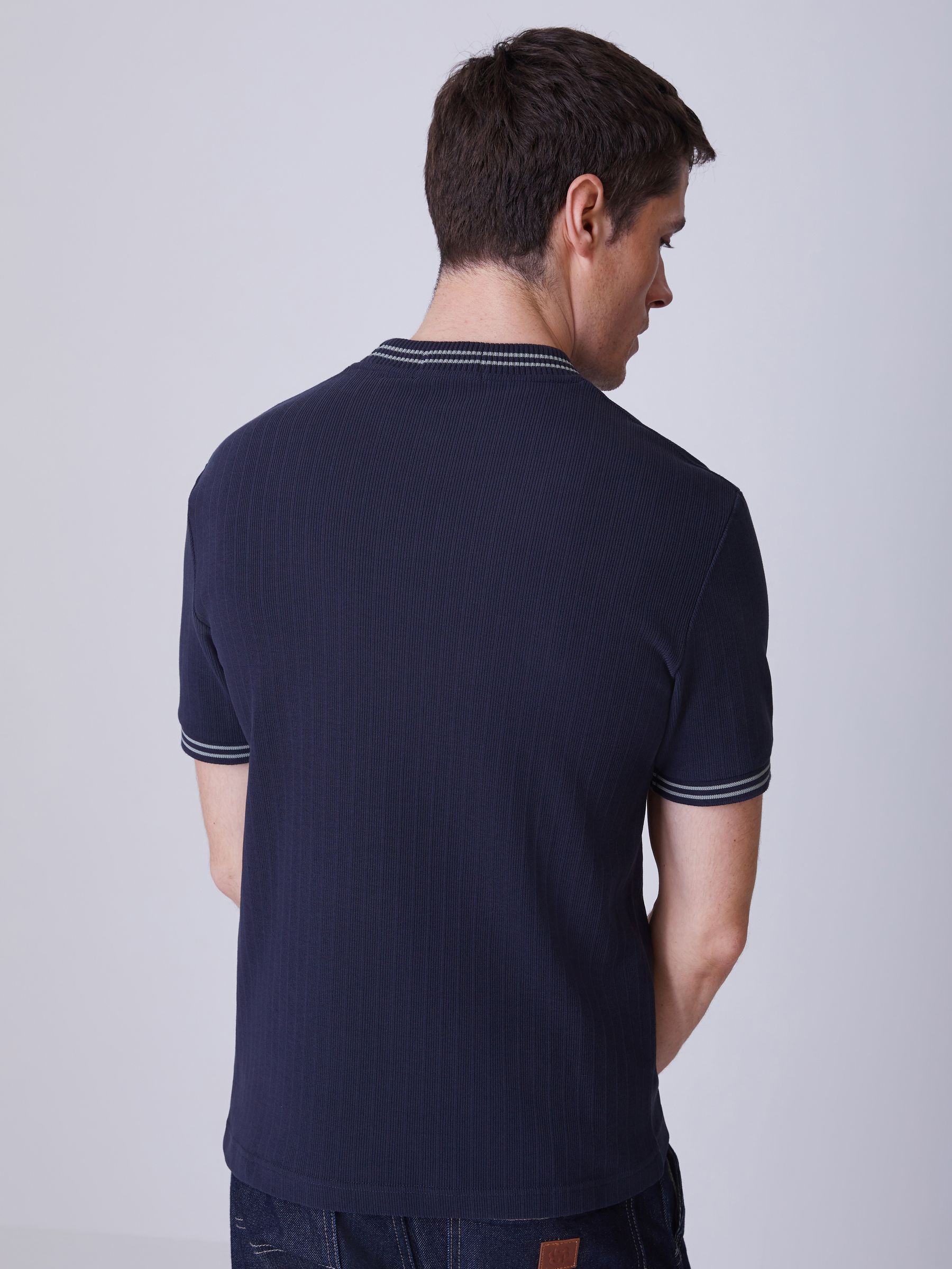 Buy Fred Perry Blue Ribbed Knitted T-Shirt from Next USA