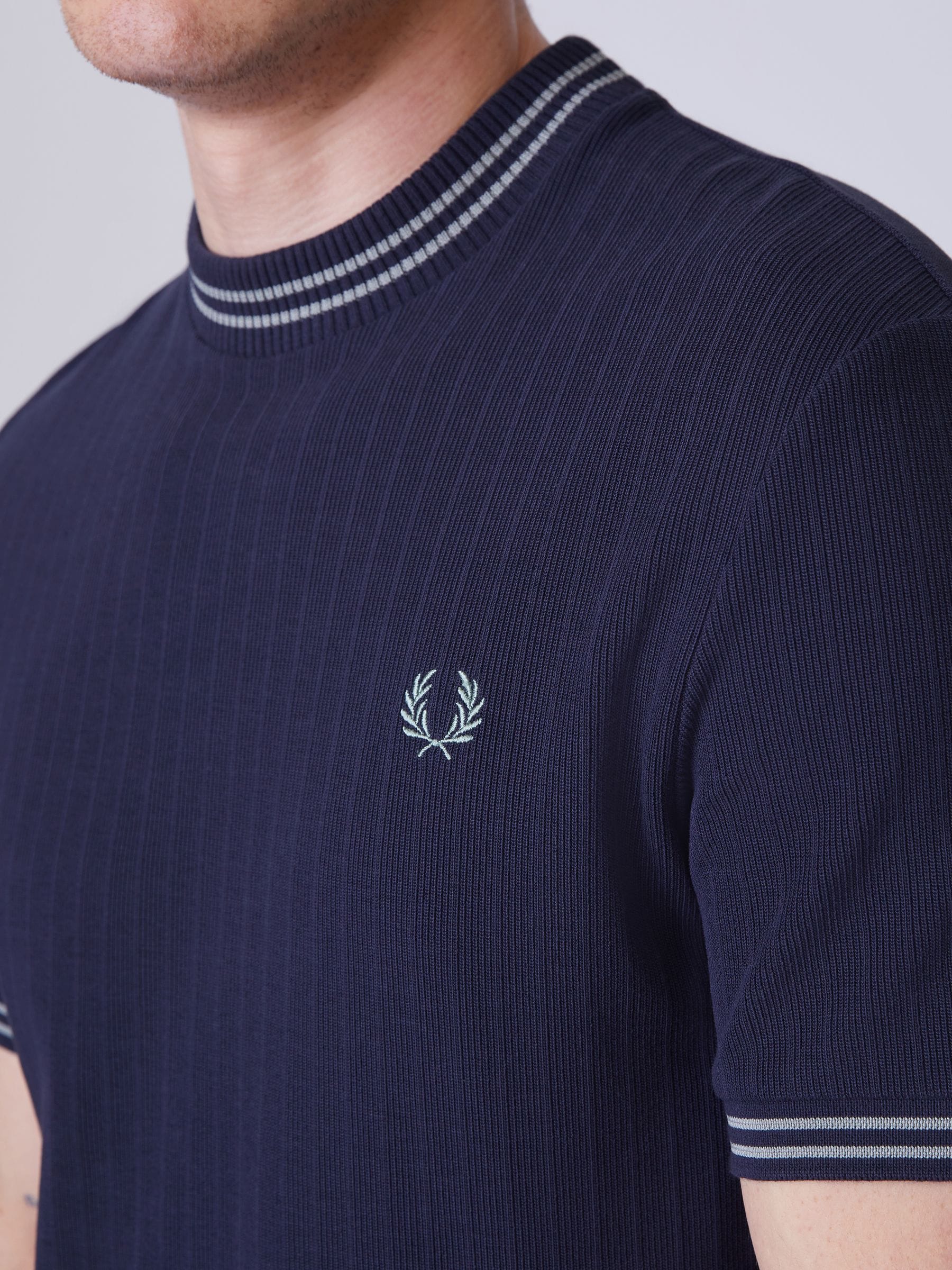 Buy Fred Perry Blue Ribbed Knitted T-Shirt from the Next UK online