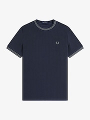 Fred Perry Blue Ribbed Knitted T-Shirt - Image 5 of 5