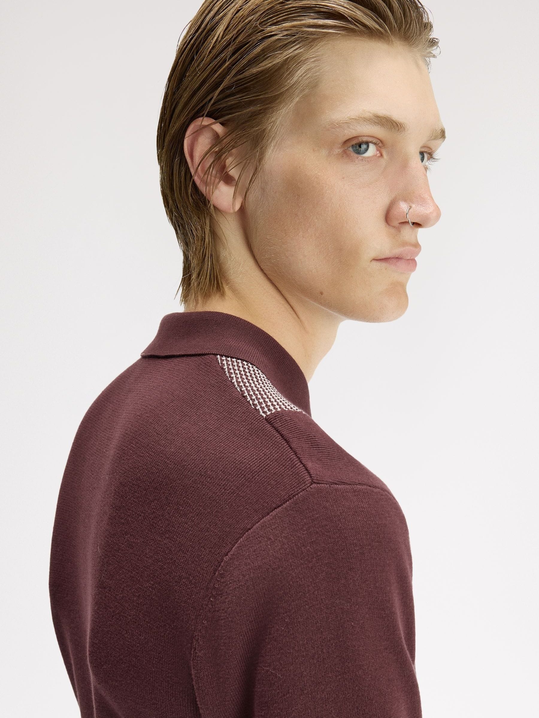 Buy Fred Perry Red Panel Detail Knitted Polo Shirt from Next USA