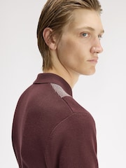 Fred Perry Red Panel Detail Knitted Polo Shirt - Image 5 of 7