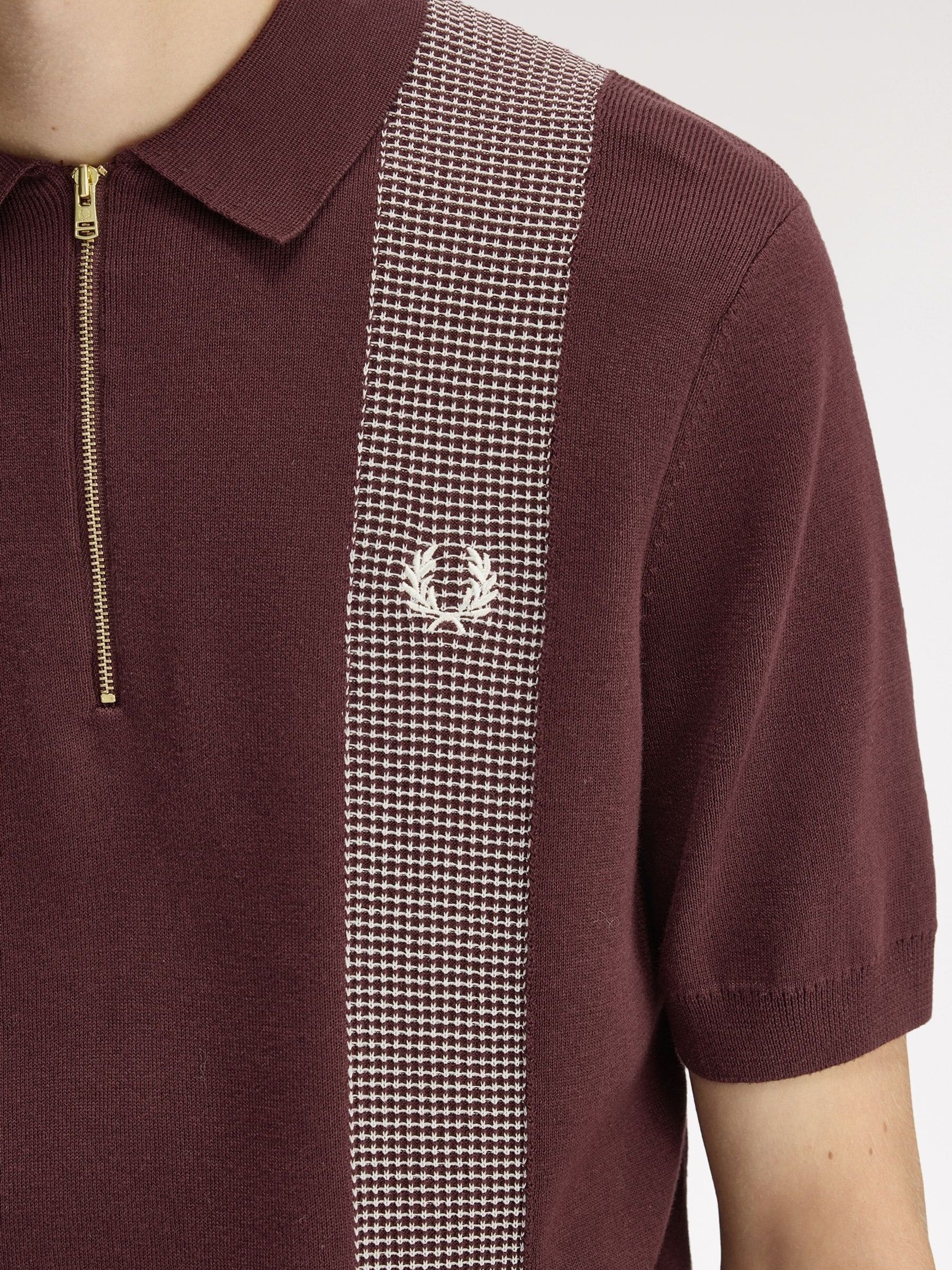 Buy Fred Perry Red Panel Detail Knitted Polo Shirt from Next USA