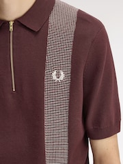 Fred Perry Red Panel Detail Knitted Polo Shirt - Image 6 of 7