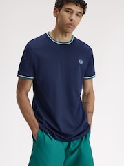 Fred Perry Blue Twin Tipped T-Shirt - Image 3 of 8