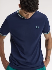 Fred Perry Blue Twin Tipped T-Shirt - Image 4 of 8
