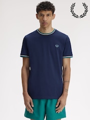 Fred Perry Blue Twin Tipped T-Shirt - Image 7 of 8