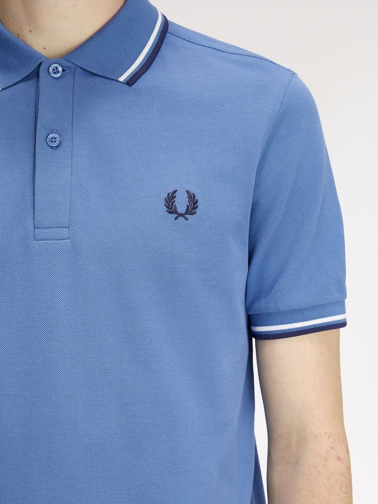 Fred Perry Sky Blue Tipped Polo Shirt - Image 5 of 5