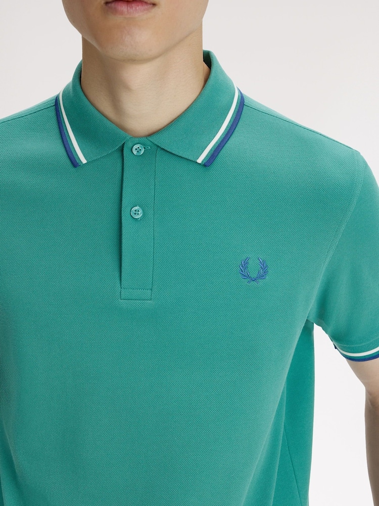 Fred Perry Teal Green Tipped Polo Shirt - Image 5 of 5