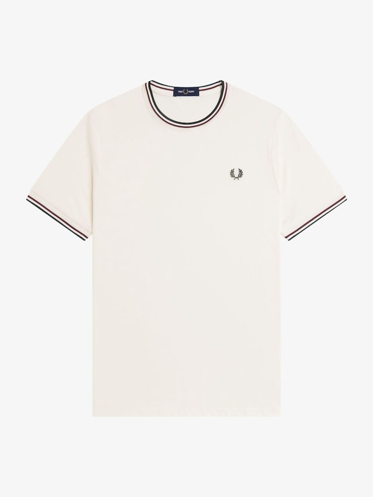 Fred Perry Cream Twin Tipped T-Shirt - Image 5 of 5 Fred Perry Cream Twin Tipped T-Shirt - Image 5 of 5