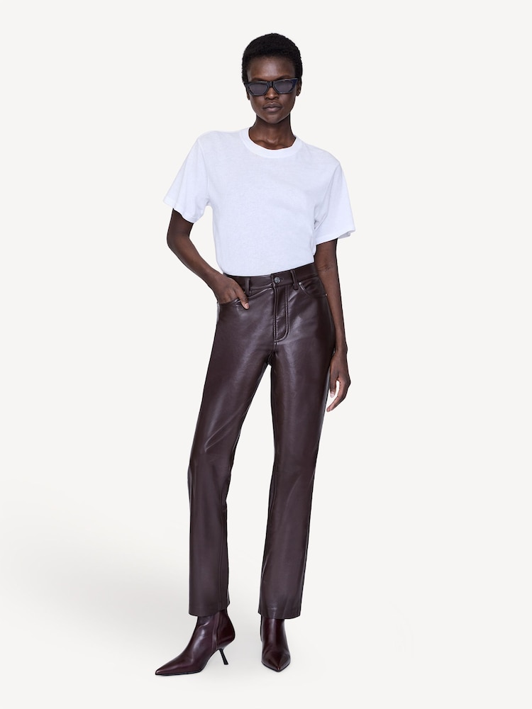 ANINE BING Brown Deep Leather Bruno Trousers - Image 1 of 3