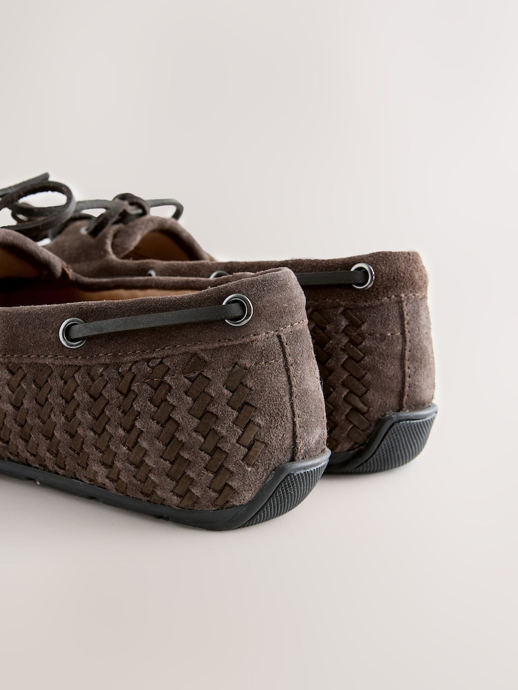 Chocolate Brown Weave Forever Comfort® Leather Charm Boat Shoes - Image 11 of 11