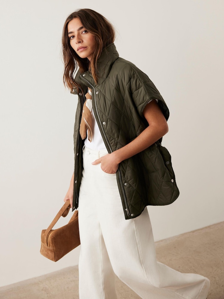 Mint Velvet Green Quilted Oversized Gilet - Image 1 of 7 Mint Velvet Green Quilted Oversized Gilet - Image 1 of 7
