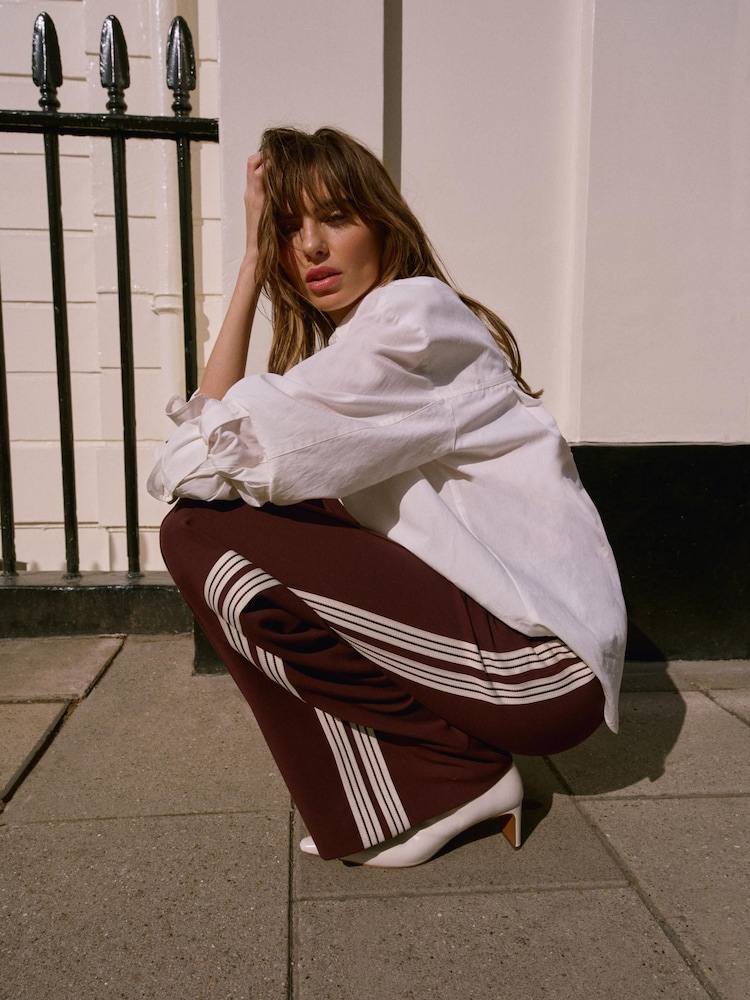 Mint Velvet Red Burgundy Side Stripe Trousers - Image 2 of 7