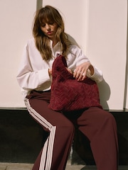 Mint Velvet Red Burgundy Side Stripe Trousers - Image 4 of 7