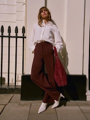 Mint Velvet Red Burgundy Side Stripe Trousers - Image 5 of 7