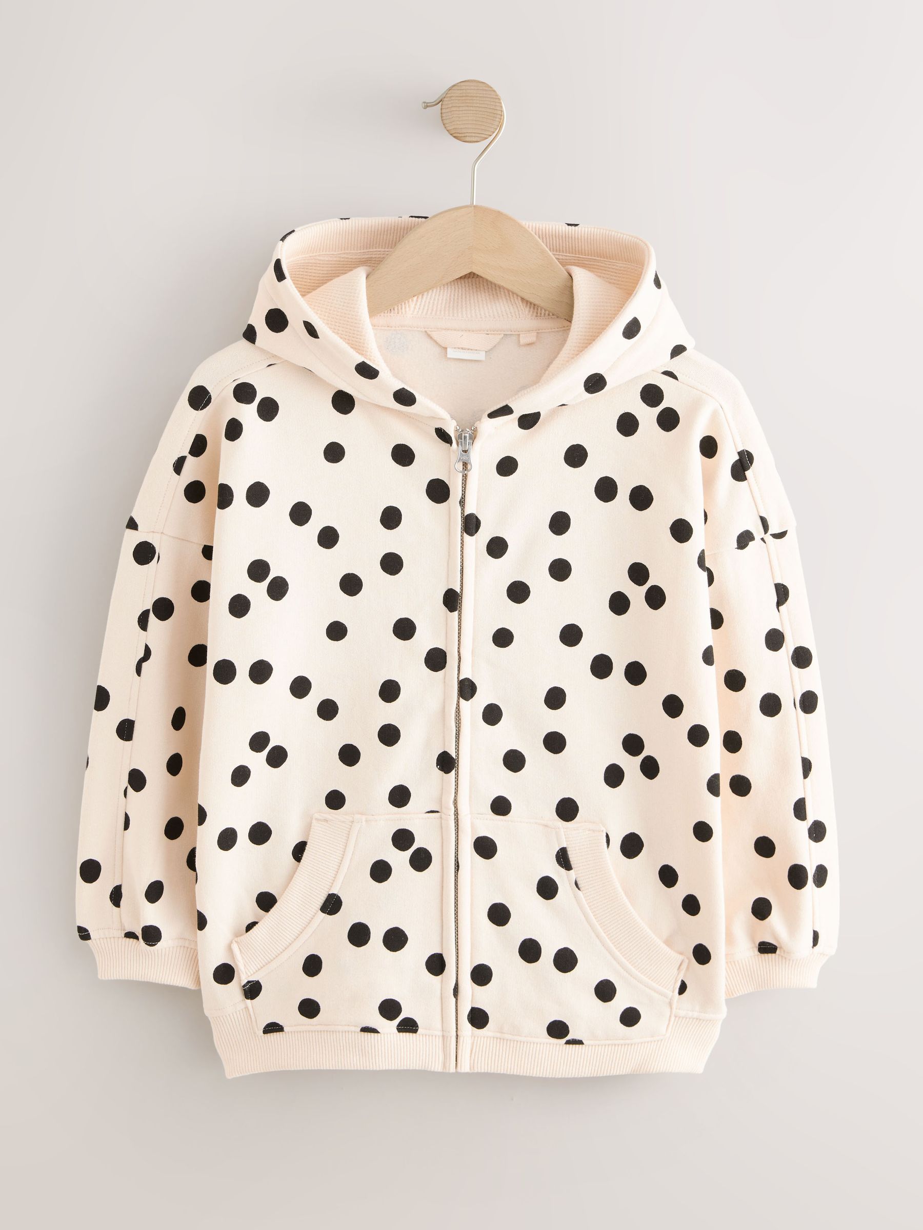 Buy White/Black Spot Zip Through Hoodie (3-16yrs) from the Next UK