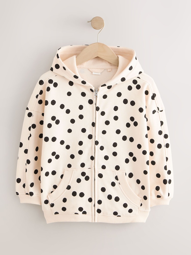 White/Black Spot Zip Through Hoodie (3-16yrs) - Image 1 of 4