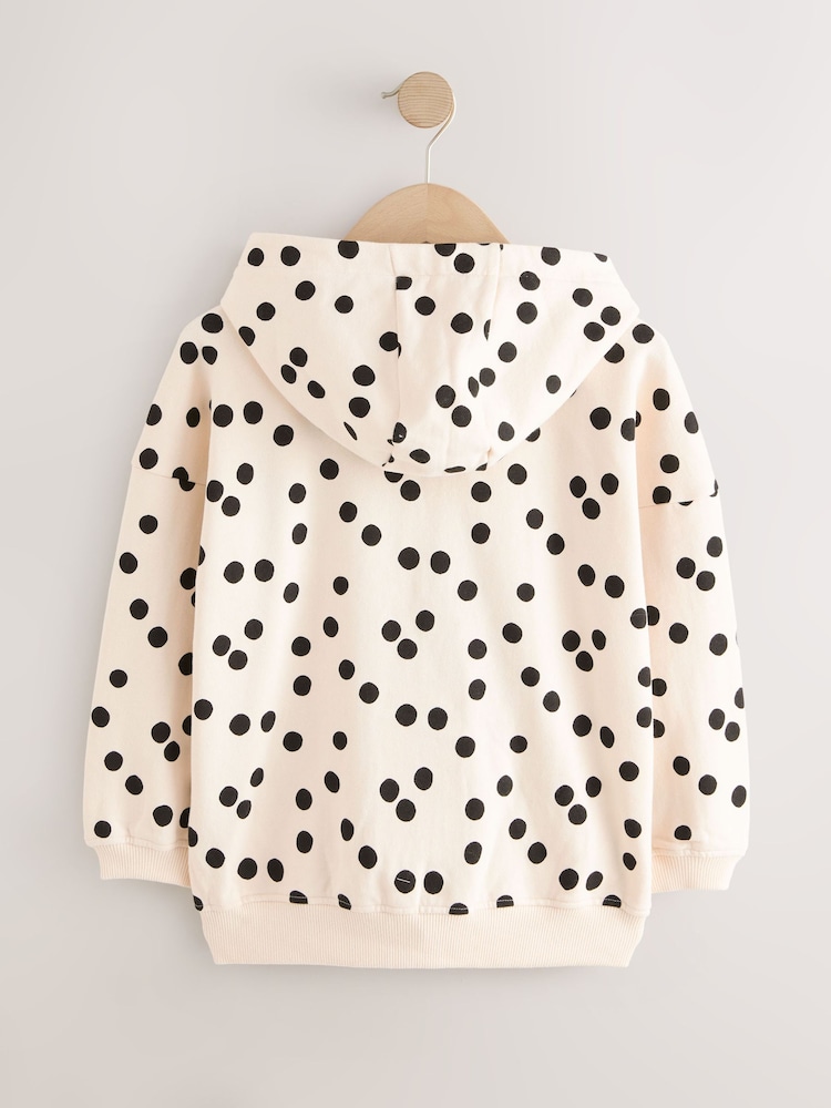 White/Black Spot Zip Through Hoodie (3-16yrs) - Image 2 of 4