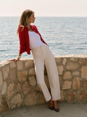 Mint Velvet Cream Barrel Leg Jeans - Image 1 of 8