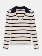 Mint Velvet Cotton Blend Striped Ribbed Top - Imagen 6 de 7