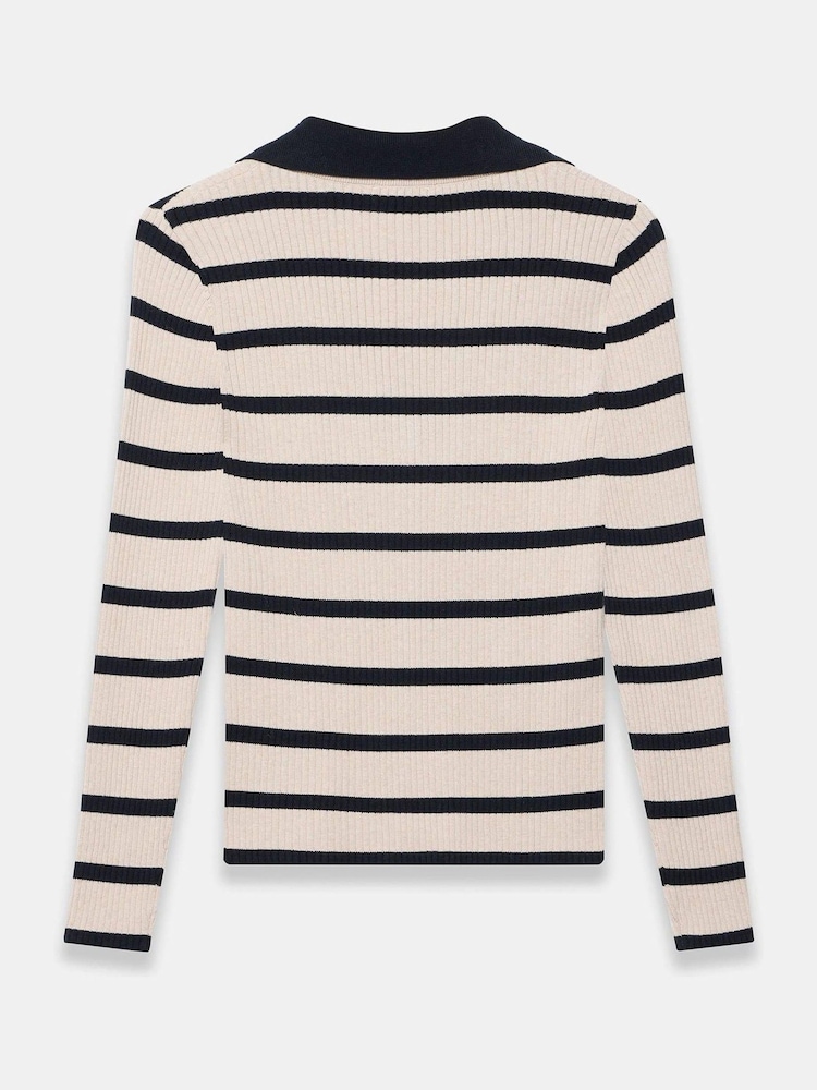 Mint Velvet Cotton Blend Striped Ribbed Top - Imagen 7 de 7