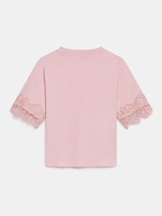 Mint Velvet Pink Cotton Lace Trim T-Shirt - Image 6 of 6