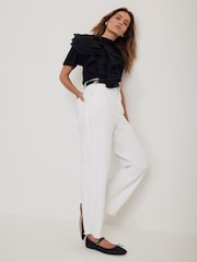 Mint Velvet Black Cotton Frill T-Shirt - Image 2 of 7
