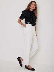 Mint Velvet Black Cotton Frill T-Shirt - Image 3 of 7