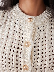 Mint Velvet Gold Cotton Blend Foil Knit Waistcoat - Image 5 of 7