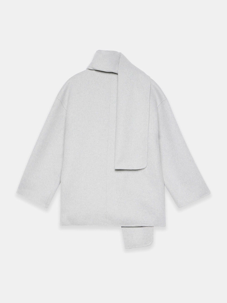 Mint Velvet Grey Light Hand Finished Scarf Detail Coat - Image 8 of 8 Mint Velvet Grey Light Hand Finished Scarf Detail Coat - Image 8 of 8