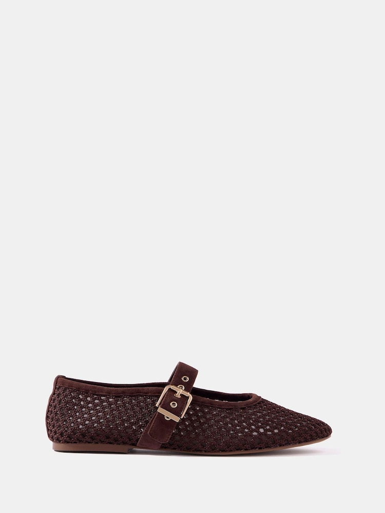 Mint Velvet Brown Trixie Mesh Ballet Flat Pumps - Image 2 of 5