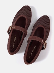 Mint Velvet Brown Trixie Mesh Ballet Flat Pumps - Image 3 of 5