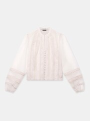 Mint Velvet Natural Sheer Trim Detail Blouse - Image 6 of 8