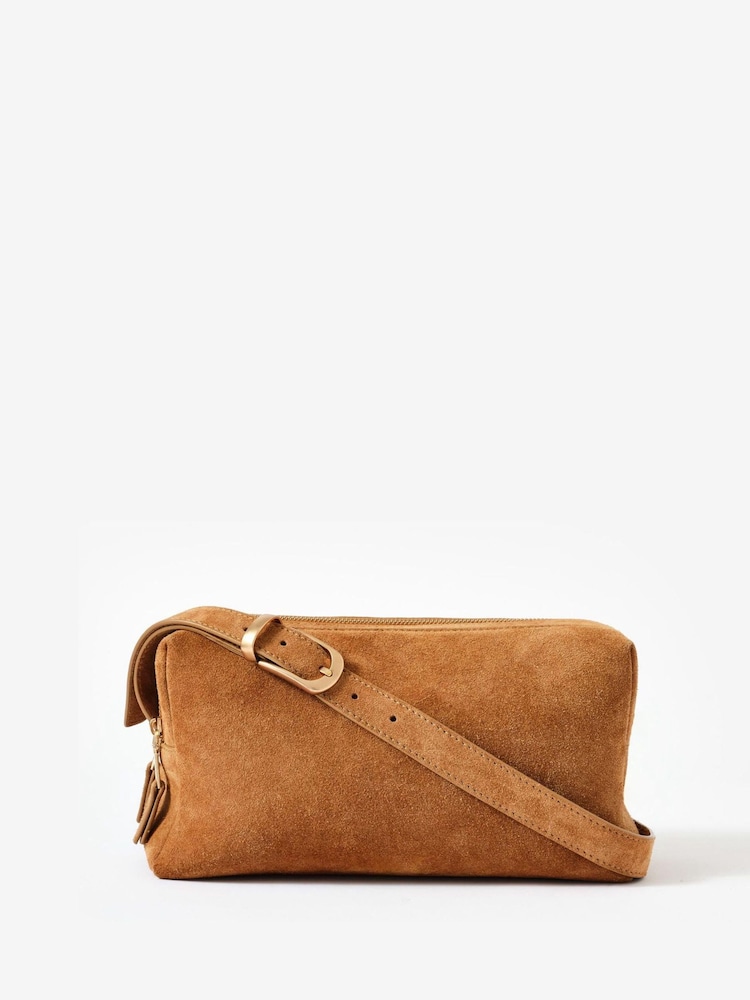 Mint Velvet Brown Suede Slouch Shoulder Bag - Image 1 of 5