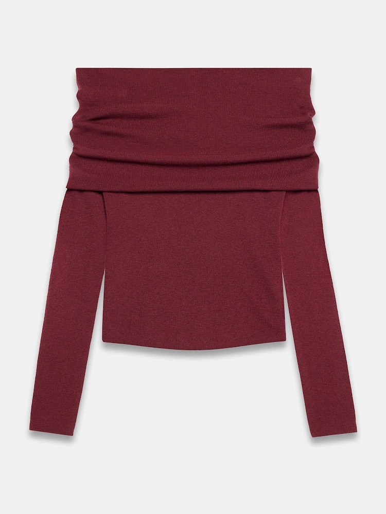 Mint Velvet Red Ribbed Bardot Top - Image 8 of 8 Mint Velvet Red Ribbed Bardot Top - Image 8 of 8