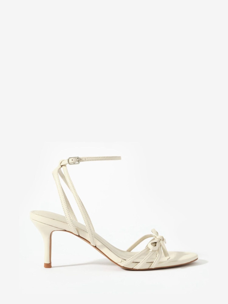 Mint Velvet Grey Bridie Leather Strappy Bow Heels - Image 2 of 5